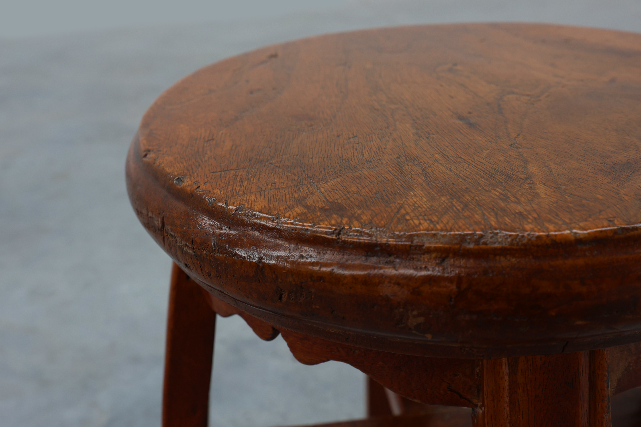 French Antique round stool in oak with nice patina, ca. 1850thumbnail